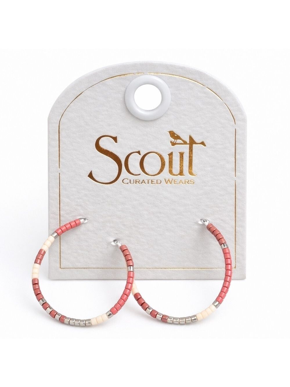 SCOUT Chromacolor Miyuki Blush Silver Small Hoop Earrings  - New With Tag